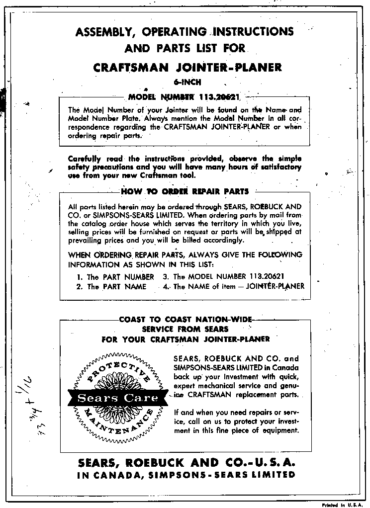 The following includes all pages for the Jointer manual except page 2